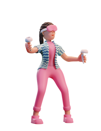 Garota curtindo a realidade virtual  3D Icon
