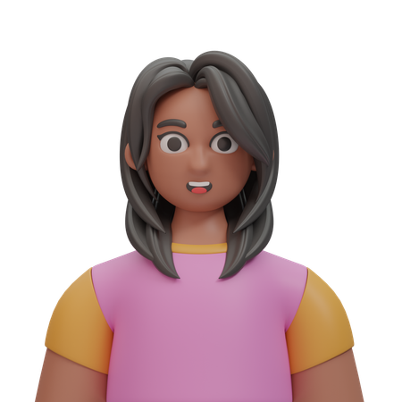 Garota de cabelos longos sorrindo  3D Icon