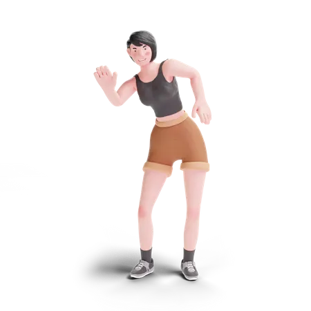 Garota de cabelos curtos em pé posando  3D Illustration