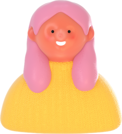 Garota de cabelo rosa  3D Illustration