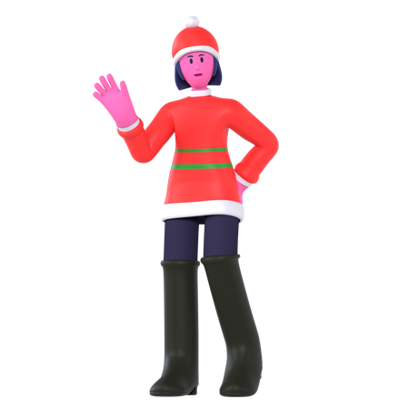 Garota de Natal diga olá  3D Icon