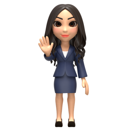 Garota de negócios acenando  3D Icon
