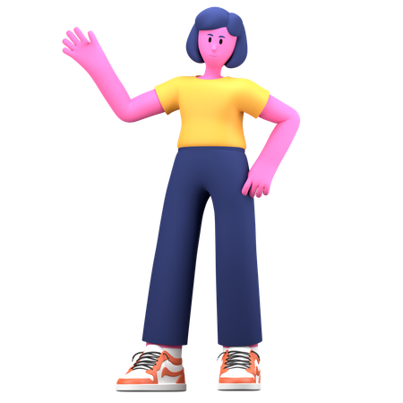 Garota dizendo olá  3D Icon