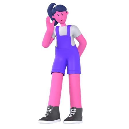 Garota dizendo olá  3D Icon