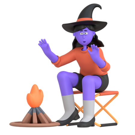 Garota do dia das bruxas contando história de fantasma  3D Illustration
