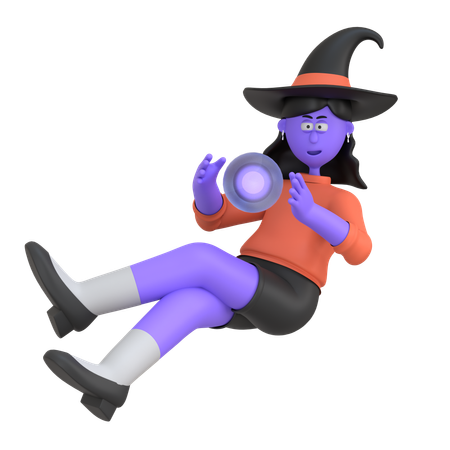 Garota de halloween segurando uma bola mágica  3D Illustration