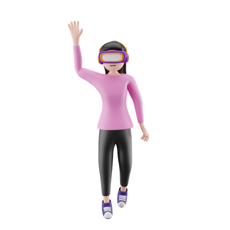 Garota do metaverso que usa óculos VR  3D Illustration