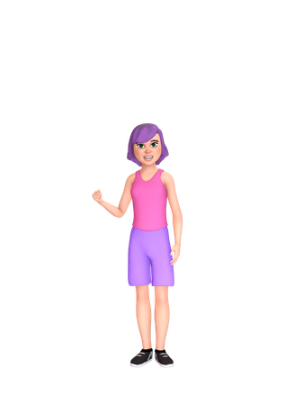 Garota em forma e saudável  3D Illustration