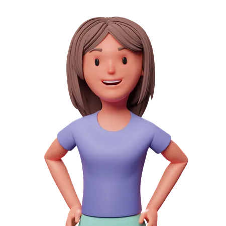 Garota em pé  3D Illustration