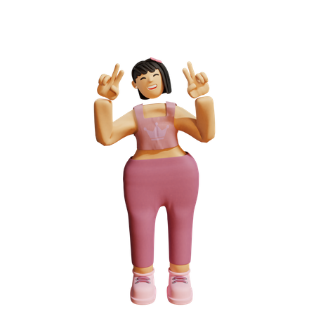 Garota em pose  3D Illustration