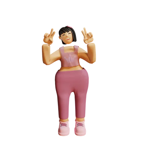 Garota em pose  3D Illustration