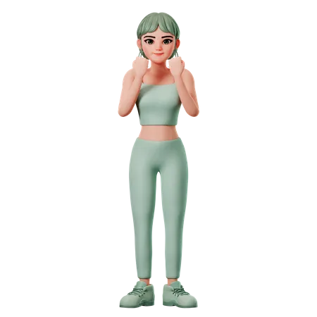 Garota esportiva com gesto feliz  3D Illustration