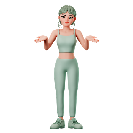 Garota esportiva mostrando pose de encolher  3D Illustration