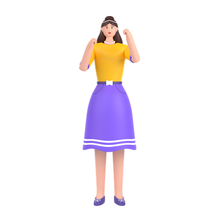 Garota expressando emoção positiva  3D Icon