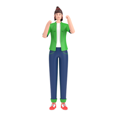 Garota expressando emoção positiva  3D Icon