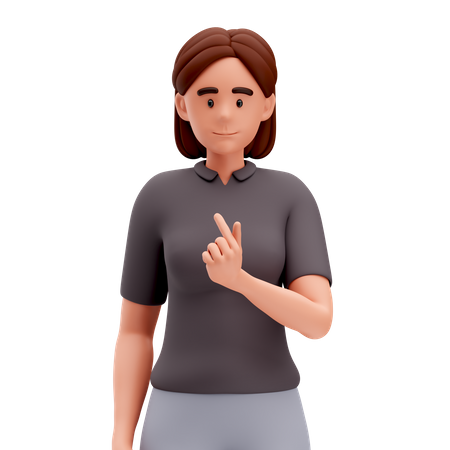 Garota faz gesto de amor coreano com a mão  3D Icon