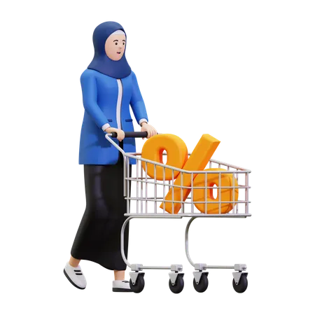 Garota fazendo compras no Ramadã  3D Illustration