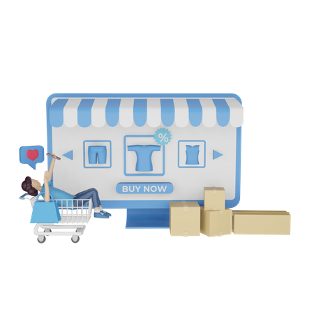 Garota fazendo compras on-line  3D Icon