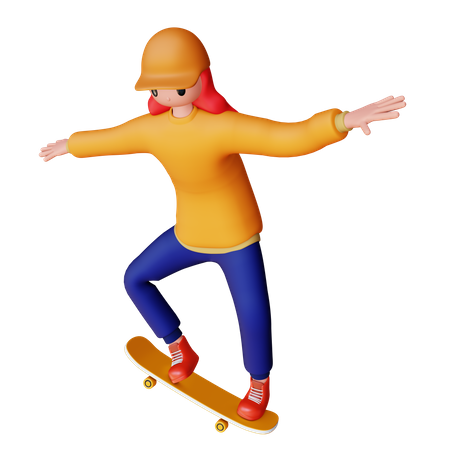 Garota fazendo patinação  3D Illustration