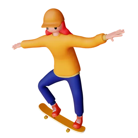 Garota fazendo patinação  3D Illustration