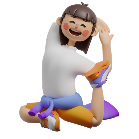 Garota fazendo pose de pombo com uma perna só  3D Illustration