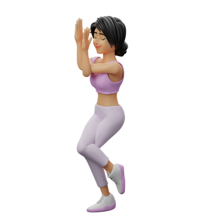 Garota fitness fazendo pose de águia  3D Illustration