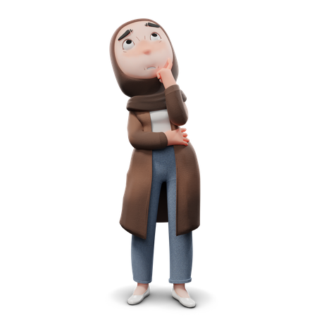 Garota hijab confusa  3D Illustration