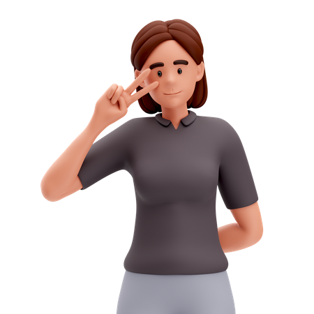 Garota mostra suspiro de paz com a mão esquerda  3D Icon