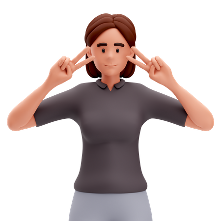 Garota mostra suspiro de paz com ambas as mãos  3D Icon
