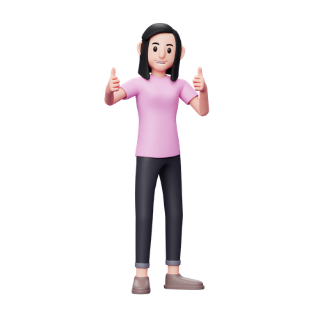 Garota mostrando os polegares para cima  3D Icon