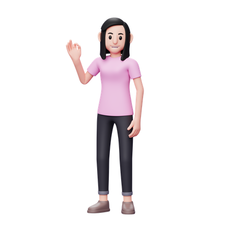 Garota mostrando super gesto com a mão  3D Icon