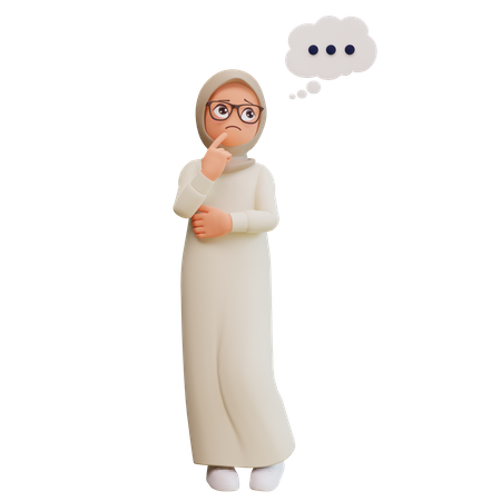 Garota muçulmana pensando  3D Icon