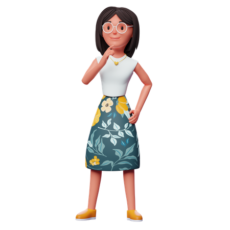 Garota pensando em algo  3D Illustration