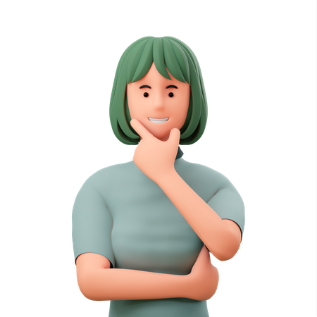 Garota pensando e teve uma ideia  3D Icon