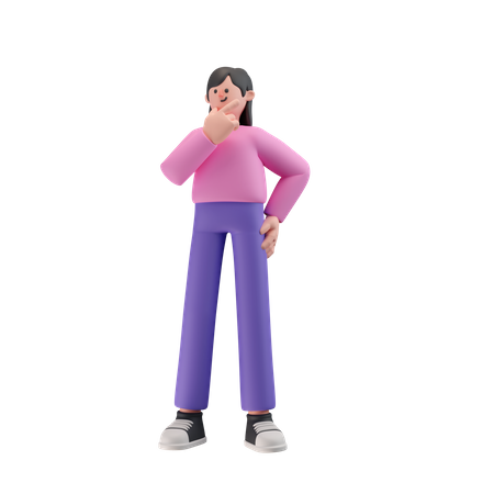 Garota pensando em algo  3D Icon