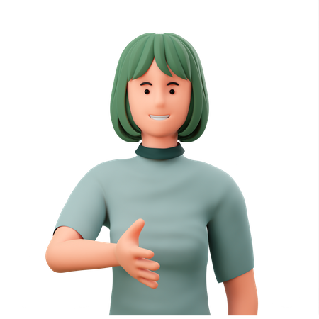 Garota quer apertar a mão  3D Icon