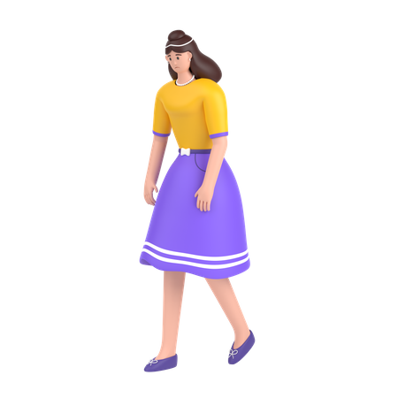 Garota se sente frustrada andando  3D Icon