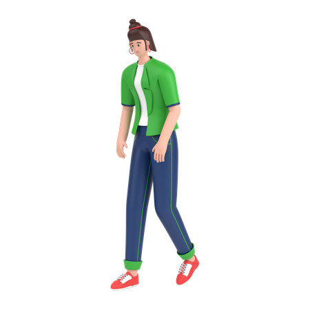 Garota se sente frustrada andando  3D Icon