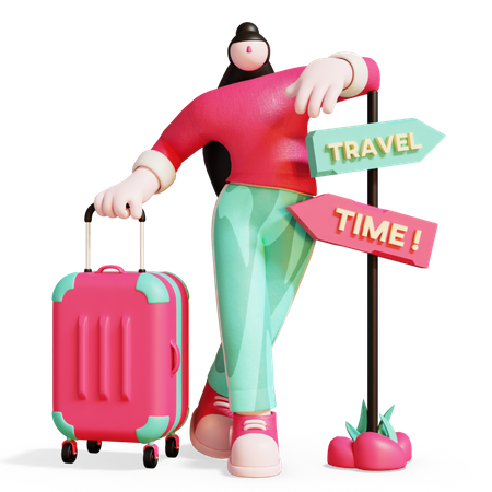 Garota seleciona destino de viagem  3D Icon