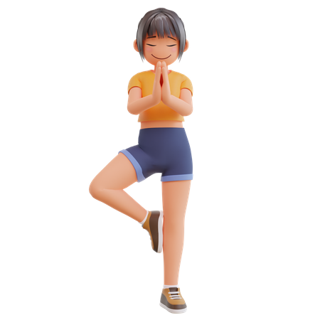 Garota sexy fazendo pose de ioga  3D Illustration