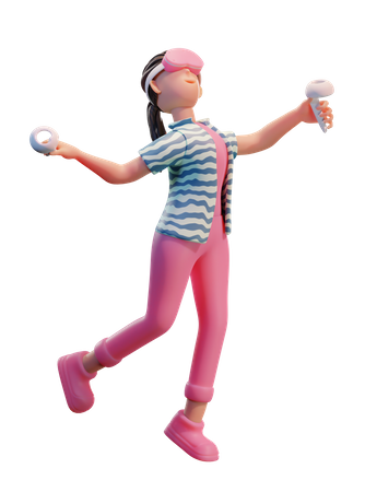 Garota usando fone de ouvido de realidade virtual  3D Icon