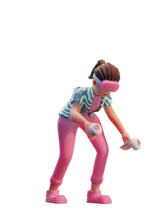 Garota usando tecnologia vr  3D Icon