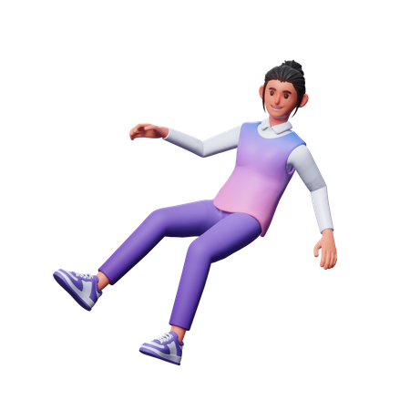 Garota voando no ar  3D Illustration