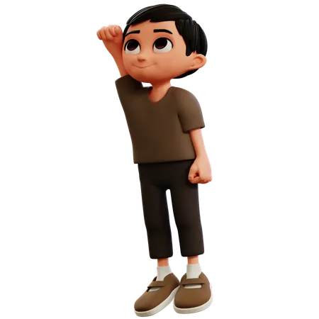 Menino fazendo pose de voo  3D Illustration