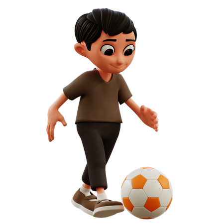 Garotinho jogando bola  3D Illustration