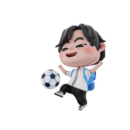 Garotinho jogando futebol  3D Icon