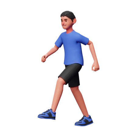 Menino andando  3D Illustration