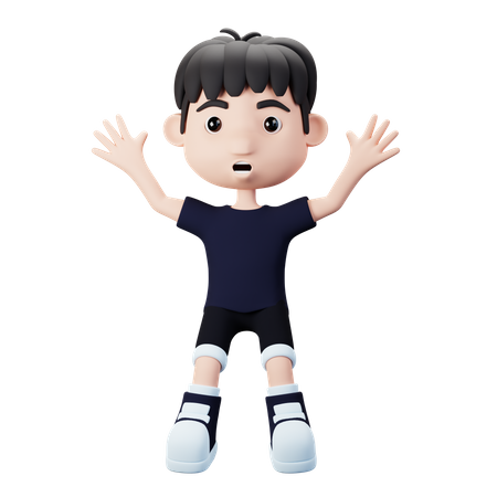Garoto bonito pulando enquanto mãos para cima  3D Icon