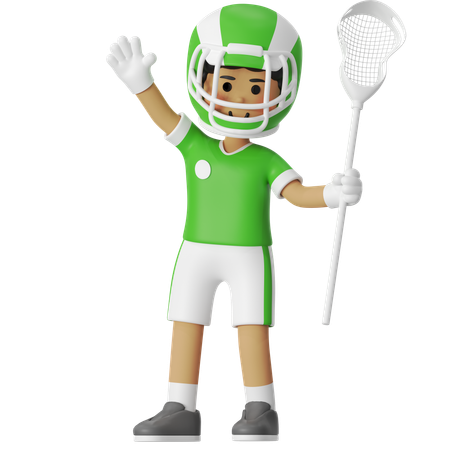 Garoto da Lacrosse Fazendo Mãos para Cima  3D Illustration