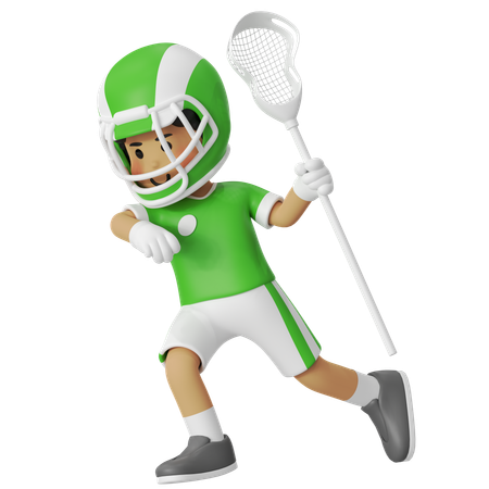 Garoto de lacrosse verificando o corpo  3D Illustration